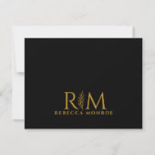 Moderne Monogram Zwarte Goud Naam Notitiekaartje (Voorkant)