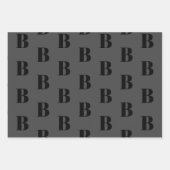 Moderne monogram zwarte houtskool initiaal patroon inpakpapier vel (Voorkant 2)