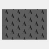 Moderne monogram zwarte houtskool initiaal patroon inpakpapier vel (Voorkant)