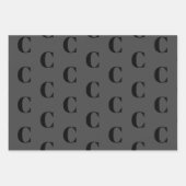 Moderne monogram zwarte houtskool initiaal patroon inpakpapier vel (Voorkant 3)