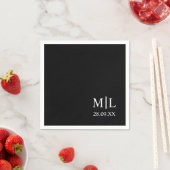 Moderne Monogram Zwarte Minimalistische Aangepaste Servet (Insitu)