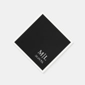 Moderne Monogram Zwarte Minimalistische Aangepaste Servet (Hoek)