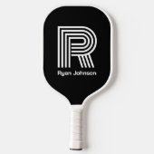 Moderne Monogram Zwarte Pickleball Paddle (Achterkant)