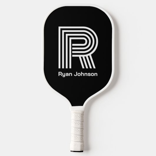 Moderne Monogram Zwarte Pickleball Paddle (Achterkant)