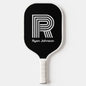 Moderne Monogram Zwarte Pickleball Paddle (Voorkant)