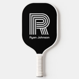 Moderne Monogram Zwarte Pickleball Paddle