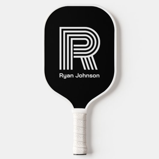 Moderne Monogram Zwarte Pickleball Paddle (Voorkant)