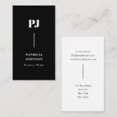 Moderne Monogram Zwarte Professioneel Visitekaartje (Voorkant / Achterkant)