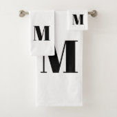 Moderne monogram zwarte witte aangepaste initiaal  bad handdoek (Insitu)