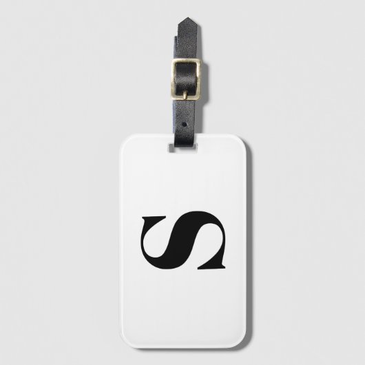 Moderne monogram zwarte witte aangepaste initiaal  bagagelabel (Voorkant (verticaal))