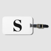 Moderne monogram zwarte witte aangepaste initiaal  bagagelabel (Voorkant (horizontaal))