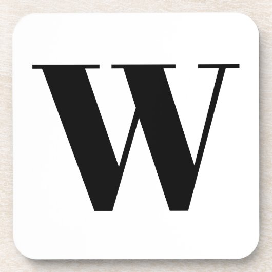 Moderne monogram zwarte witte aangepaste initiaal  bier onderzetter (Voorkant)