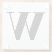 Moderne monogram zwarte witte aangepaste initiaal  glazen onderzetter (Achterkant)