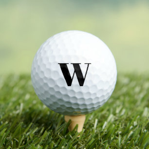 Moderne monogram zwarte witte aangepaste initiaal  golfballen
