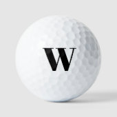 Moderne monogram zwarte witte aangepaste initiaal golfballen (Voorkant)