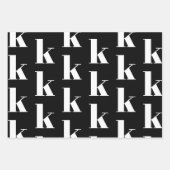 Moderne monogram zwarte witte aangepaste initiaal  inpakpapier vel (Voorkant 3)