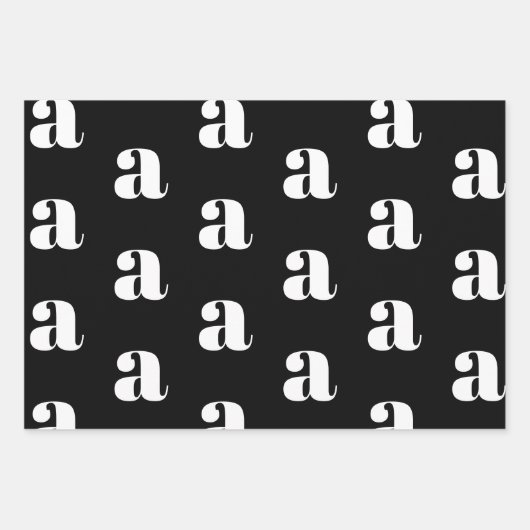 Moderne monogram zwarte witte aangepaste initiaal  inpakpapier vel (Voorkant 2)