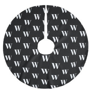 Moderne monogram zwarte witte aangepaste initiaal kerstboom rok