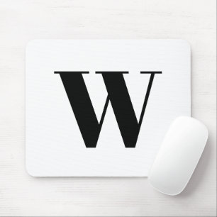Moderne monogram zwarte witte aangepaste initiaal muismat