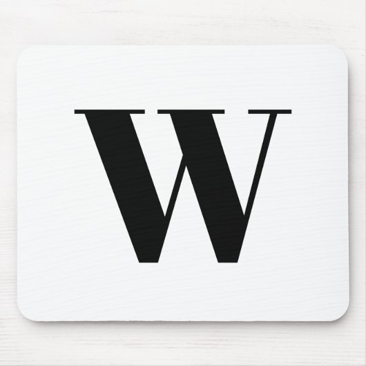 Moderne monogram zwarte witte aangepaste initiaal  muismat (Voorkant)