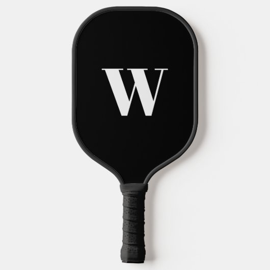 Moderne monogram zwarte witte aangepaste initiaal pickleball paddle (Achterkant)