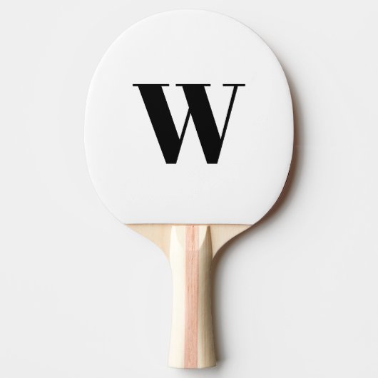 Moderne monogram zwarte witte aangepaste initiaal  tafeltennisbatje (Voorkant)