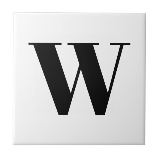 Moderne monogram zwarte witte aangepaste initiaal tegeltje (Voorkant)