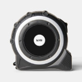 Moderne monogram zwarte witte cirkel gepersonalise rolmaat (Voorkant)