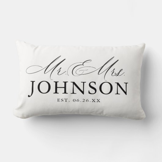 Moderne monogramkussen voor Mr & Mrs Kussen (Voorkant)