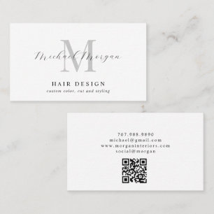 Moderne Monogramm Hairstylist Visitekaartje