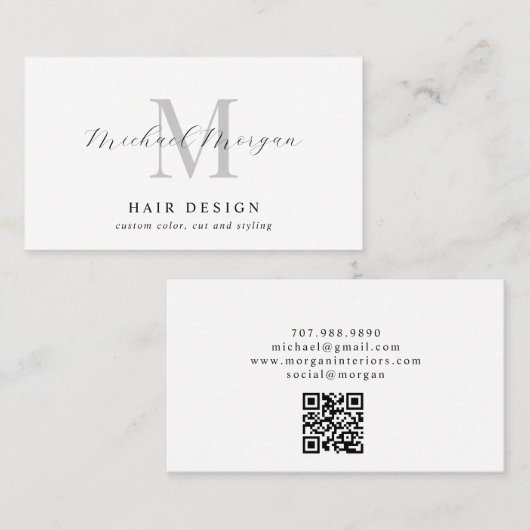 Moderne Monogramm Hairstylist Visitekaartje (Voorkant / Achterkant)