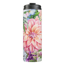 moderne monogrammaticale bloemenliefhebber thermosbeker