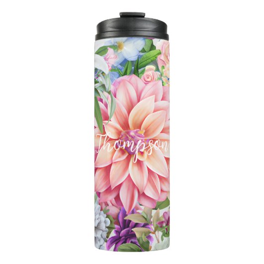 moderne monogrammaticale bloemenliefhebber thermosbeker (Voorkant)