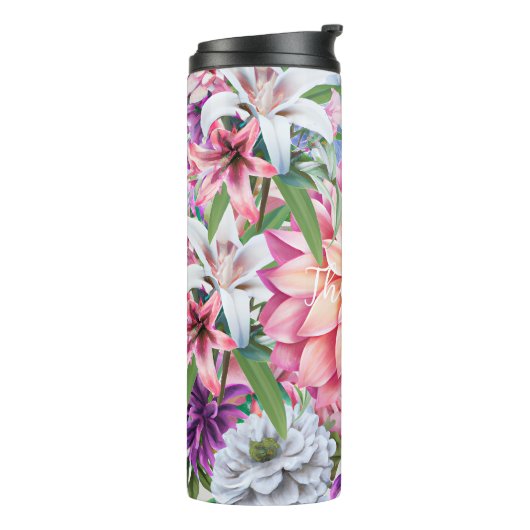 moderne monogrammaticale bloemenliefhebber thermosbeker (Gedraaid links)