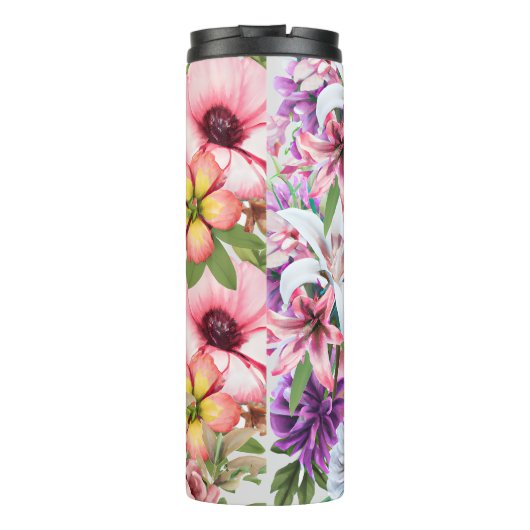 moderne monogrammaticale bloemenliefhebber thermosbeker (Achterkant)