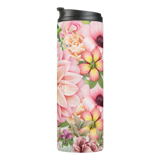 moderne monogrammaticale bloemenliefhebber thermosbeker (Geroteerd rechts)