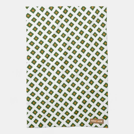 Moderne monogrammaticale diamantpatroon van wit gr theedoek (Verticaal)