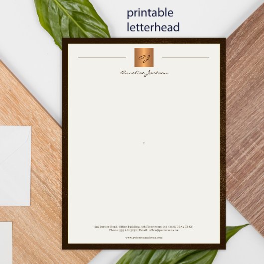 Moderne monogrammatische printbare briefhoofd brui poster