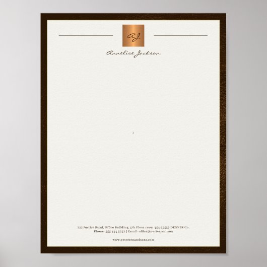 Moderne monogrammatische printbare briefhoofd brui poster (Voorkant)