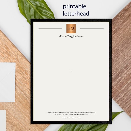 Moderne monogrammatische printbare briefhoofd zwar poster