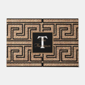 Moderne, monogramme griekse sleutel burlap grens deurmat (Voorkant)