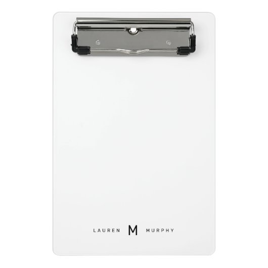 Moderne Monogramme Naam Typografie Mini Klembord (Voorkant)