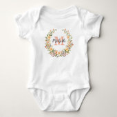 Moderne Monogramme Vrouwelijke Rozenkrans Persoonl Romper (Voorkant)