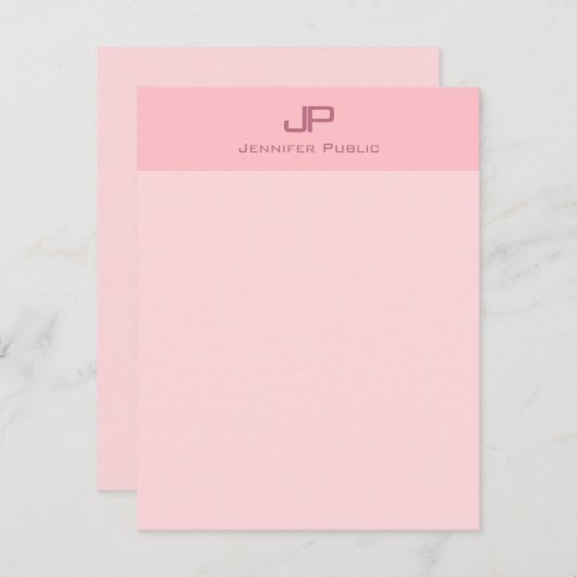 Moderne Monogrammed Blush Roze Eenvoudige Sjabloon (Voorkant / Achterkant)