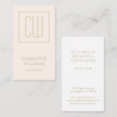 Moderne Monogrammed Blush Roze en Goud Verticaal Visitekaartje (Voorkant / Achterkant)
