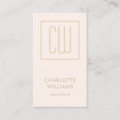 Moderne Monogrammed Blush Roze en Goud Verticaal Visitekaartje (Voorkant)