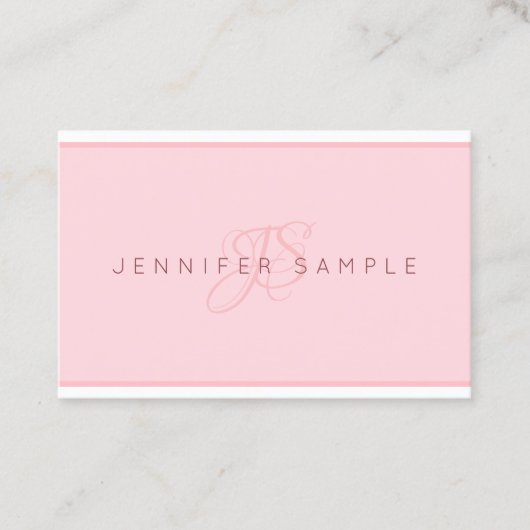 Moderne Monogrammed Blush Roze Minimalistische Sja Visitekaartje (Voorkant)