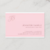 Moderne Monogrammed Blush Roze Minimalistische Sja Visitekaartje (Achterkant)