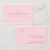 Moderne Monogrammed Blush Roze Minimalistische Sja Visitekaartje (Voorkant / Achterkant)