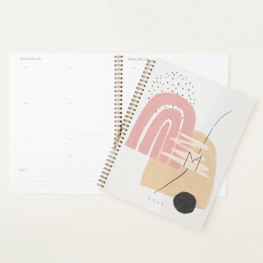 Moderne monogrammed Blush roze regenboog Planner (Display)
